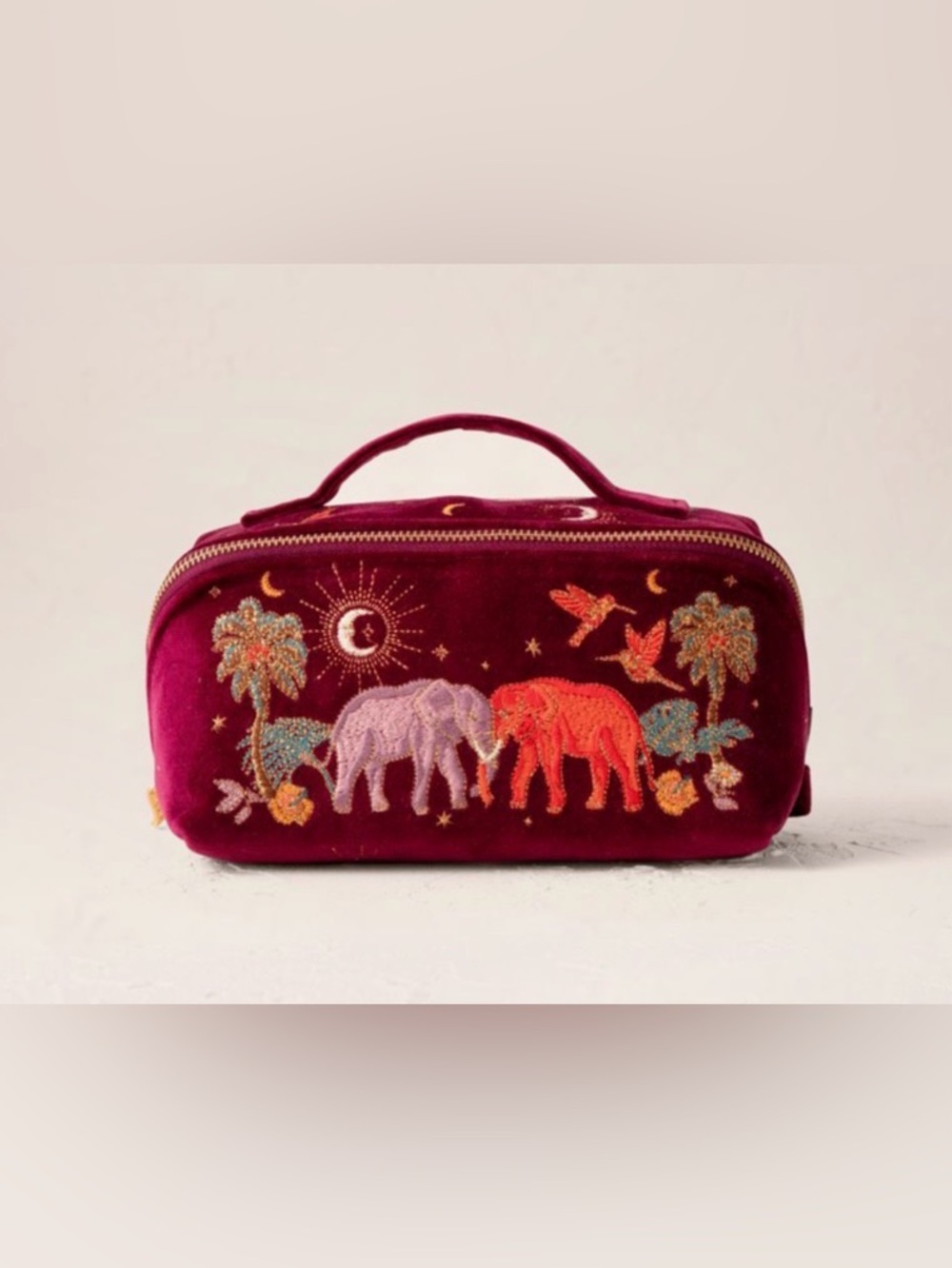 Enchanted Elephant open flat Makeup Bag from Elizabeth Scarlett.
